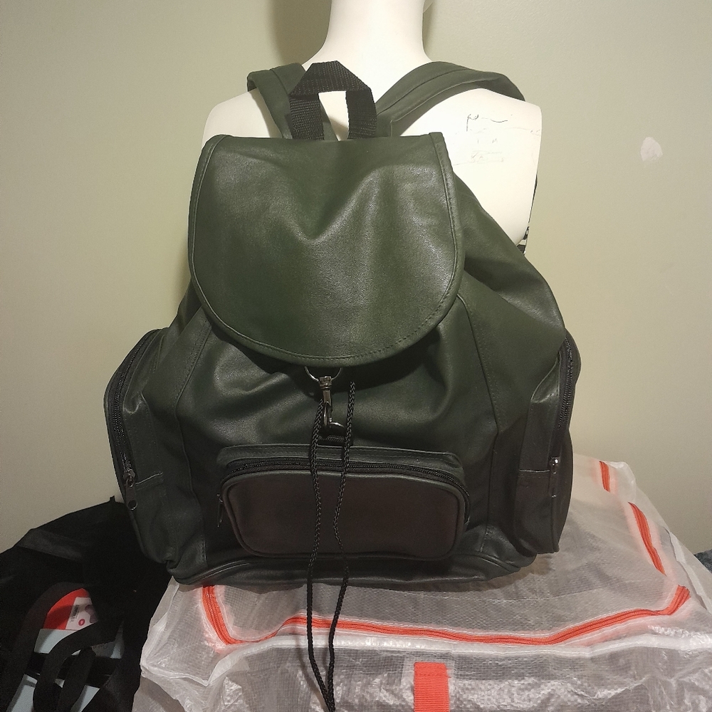 Green Leather Backpack